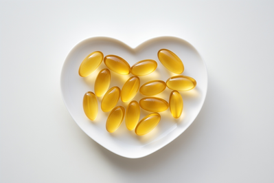 omega 3 supplements in heart bowl